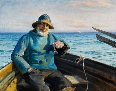 Michael_Ancher_-_En_Skagensfisker_siddende_i_en_jolle_-_1864-1928